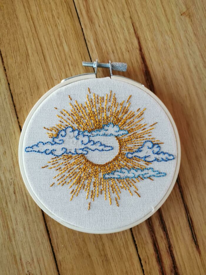 My Sisters First Ever Embroidery Piece. She's Never Even Done The Practice Hoop. I'm So Proud Of How Well She's Done, Maybe A Little Jealous