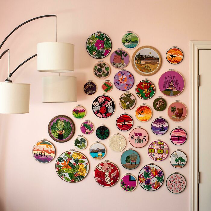 In Honor Of National Embroidery Month...my Studio Wall Full Of My Embroidery Hoops!