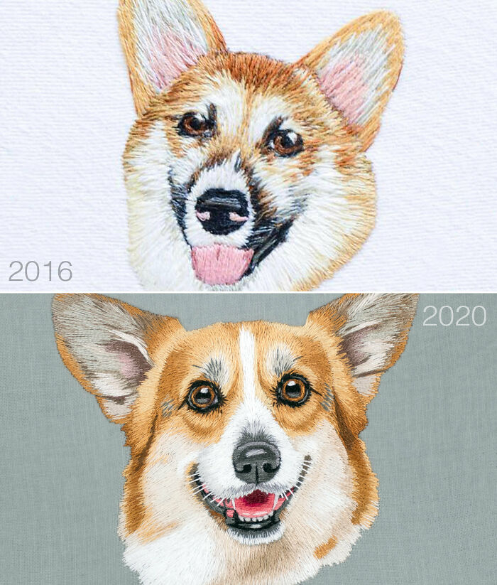 A Little Progress Every Day Leads To Big Results! My Embroidery From 2016 vs. 2020