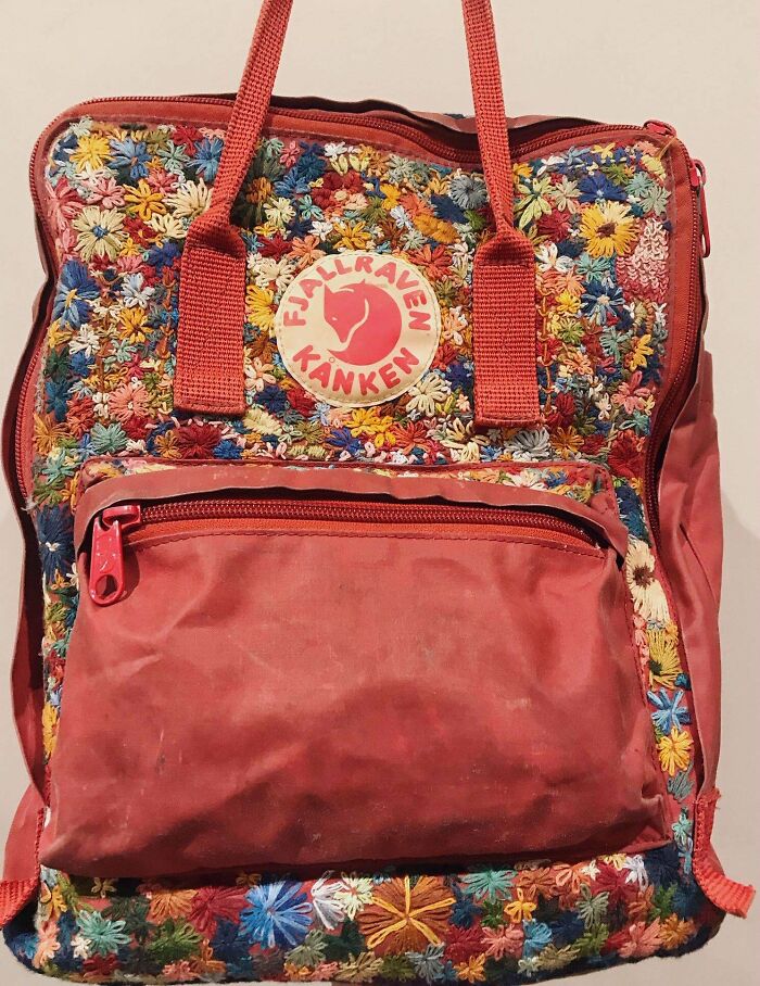 My Friends Were Making Enough Sourdough To Feed Half The World, So I Decided To Do This. Flowerbomb...my Fjällräven Kånken Laptop 13" In Ox Red