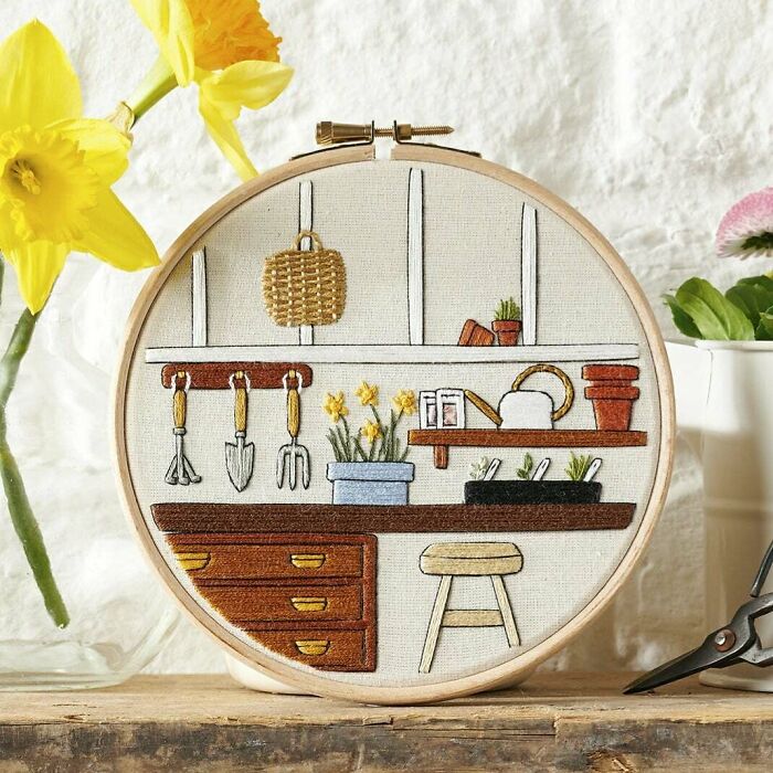 My Latest Creation - An Embroidered Potting Shed!