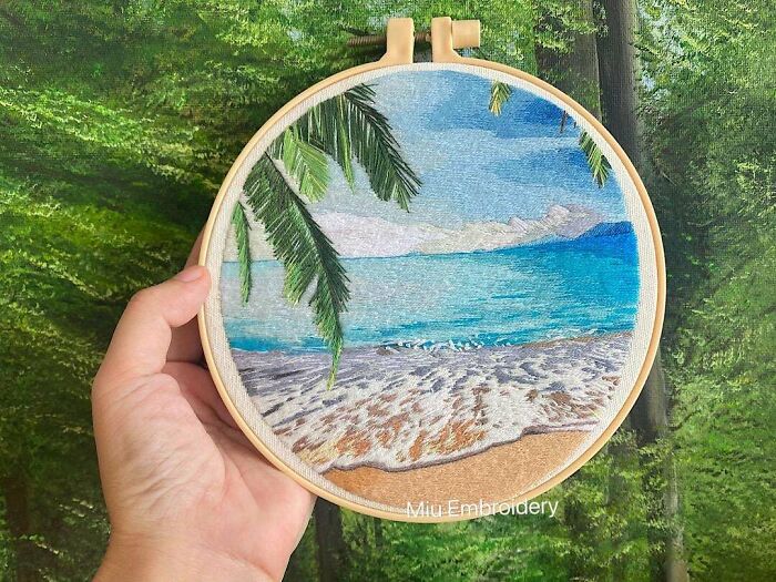 The Beach, Needle Painting Landscape, 39 Colors Used