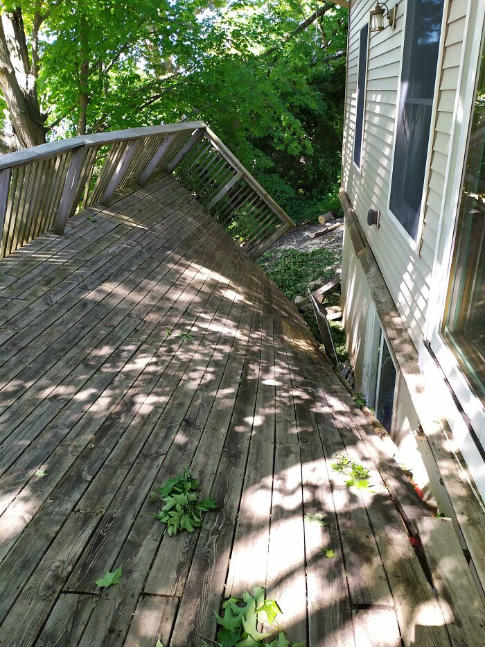 High Winds Took Out A Large Tree Limb That Caved In The Deck