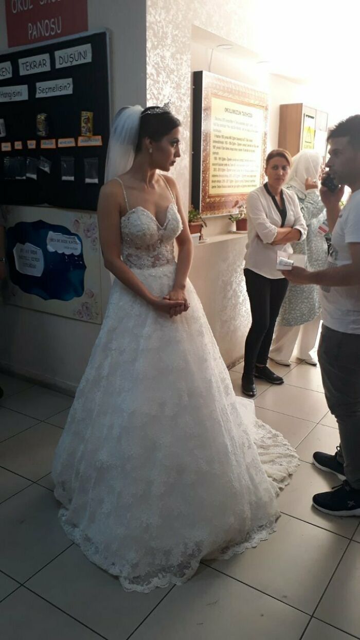 A Bride Waiting To Vote In The Istanbul Mayoral Elections, Before Attending Her Own Wedding