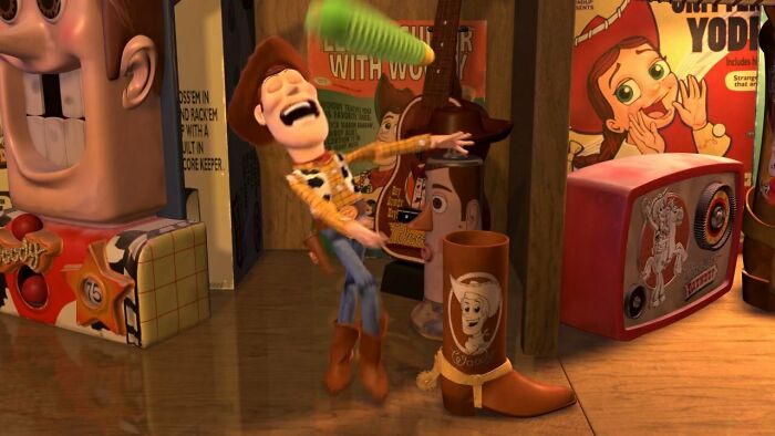 La frase "¡Hay una serpiente en mi bota!" que dice Woody de 'Toy Story' (1995) es una referencia a una alucinación común que sufrían los alcohólicos en el siglo XIX