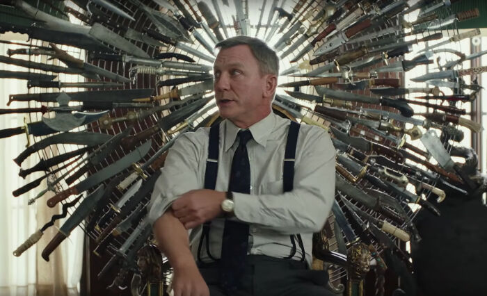 In Knives Out (2019), A Bunch Of Knives Are Hanging Out. This Is Why The Movie Is Called Knives Out