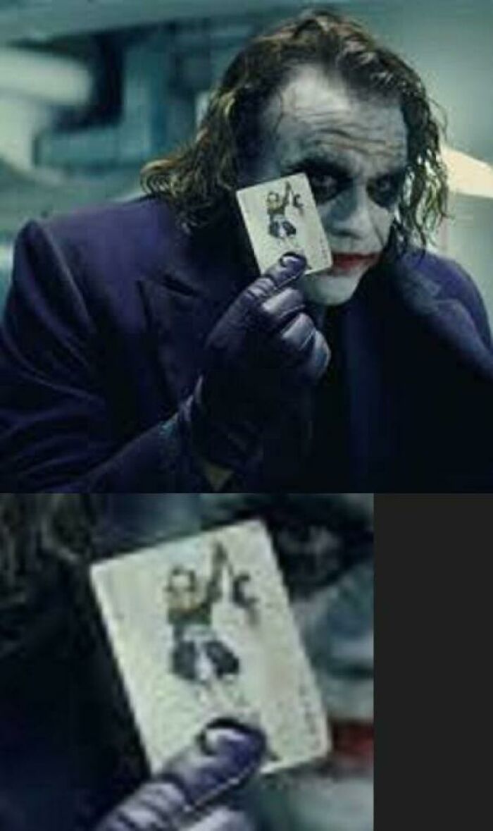 In The Dark Knight (2008), The Serial Killer Antagonist, "The Joker," Uses A Playing Card As His Calling Card To Receive Credit For His Victims. If We Zoom In, We Can See That This Card Is Actually A Joker Card That Comes With A Standard Card Deck. This May Be A Reference To The Character's Name