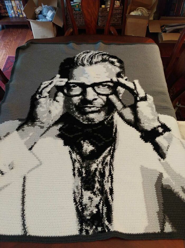 My Sil Loves Jeff Goldblum So I Crocheted Her A Blanket As A Surprise