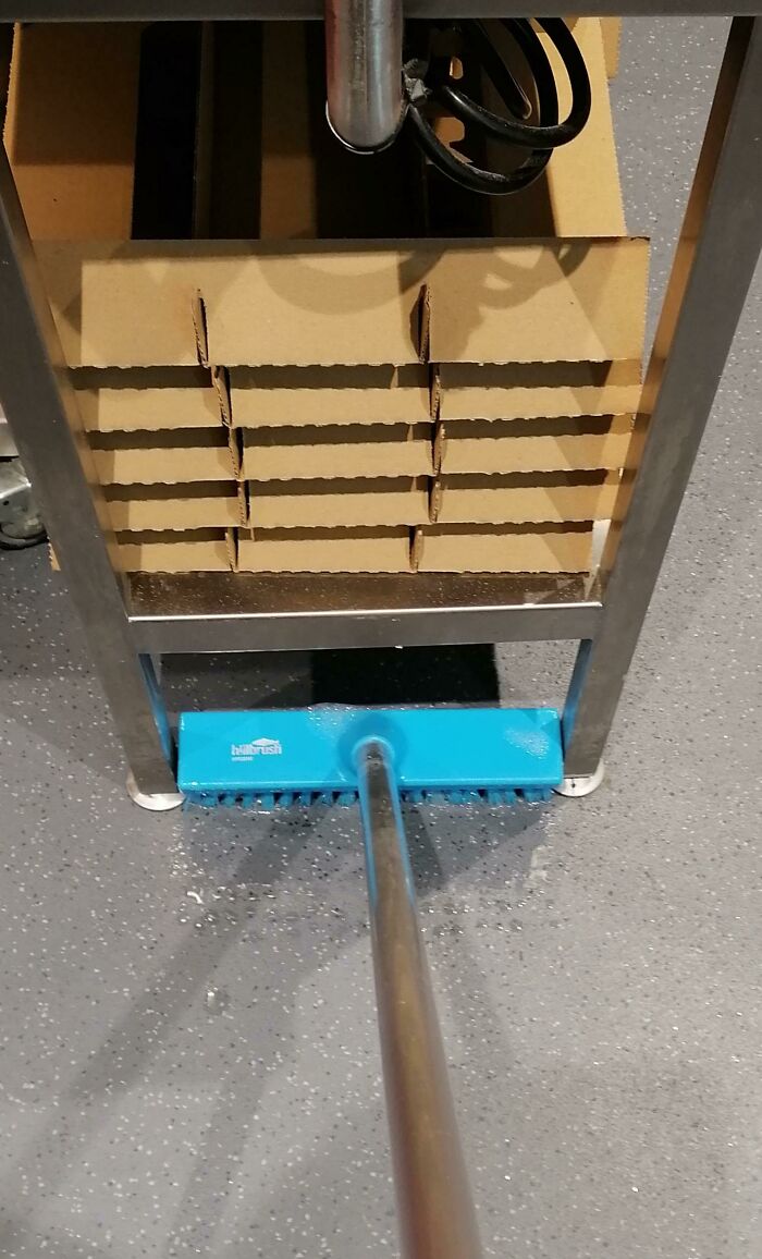 Discovered New Scrubbing Brush Fits Perfectly Under These Shelves At Work