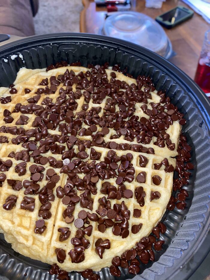 Pedí a la Casa del Waffle la mayor cantidad de chispas de chocolate que se les permite darme