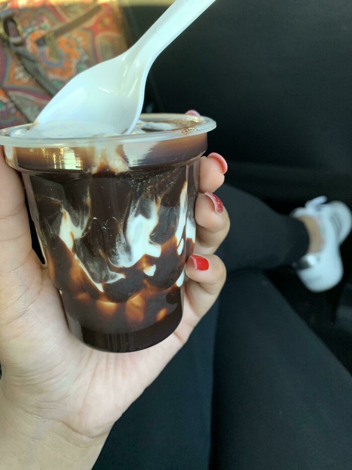 Asked For Extra Hot Chocolate Sauce On My Mcdonalds Chocolate Sundae. Was Not Disappointed