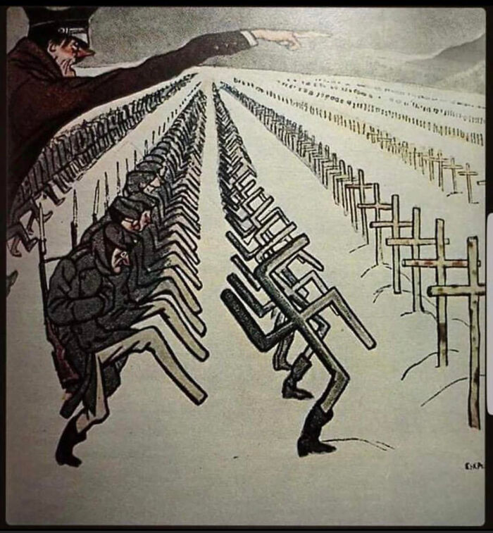 A Soviet Poster From 1944 Depicting Legions Of German Soldiers Fated To Die In The Russian Winter Due To Hitler's Orders
