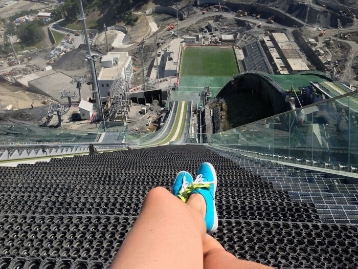 It May Look Easy On TV, But Just A Reminder Of What The Ski Jumpers Are Staring At. View From The Top Of The Olympic Ski Jump In Sochi, Russia