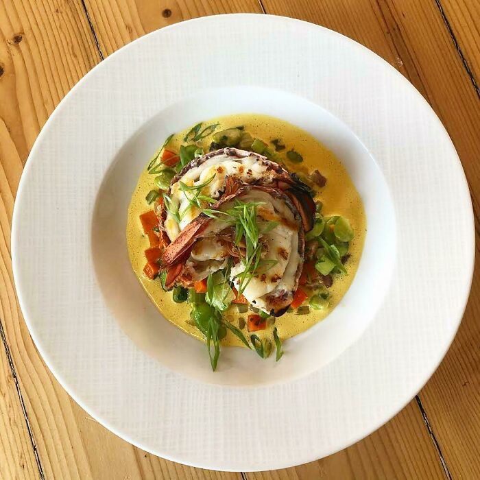 Grilled Lobster Tail, Fava Bean Ragout, Sauce Bourride