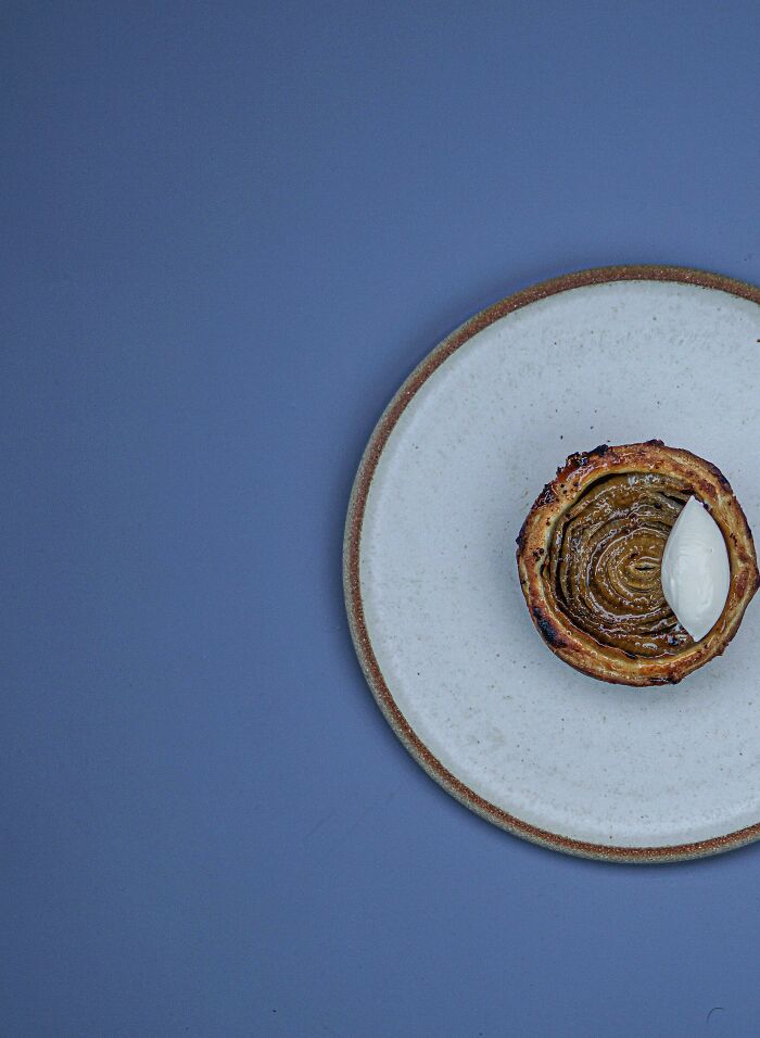 Caramelized Bermuda Onion Tartalette With Gruyere Icecream.