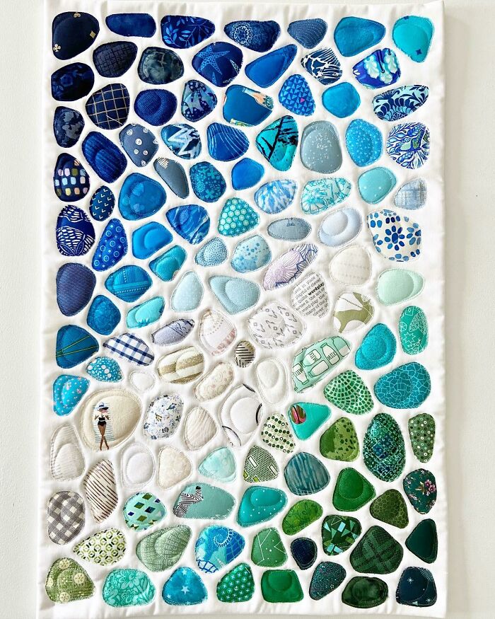 I Make Seaglass Art Quilts To Use Up Leftover Fabric Scraps. They’re The Perfect Stashbuster, And A Great Way To Showcase Those Last Bits Of Your Favorite Fabrics