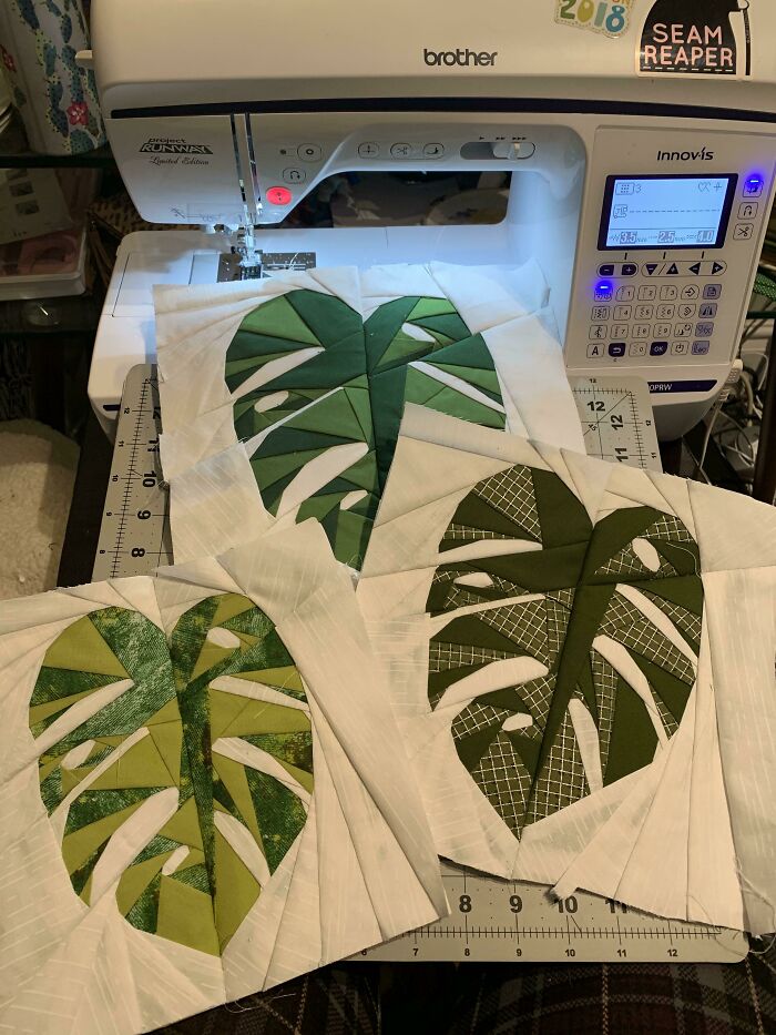 I’ve Gotten It Into My Head That I Need To Make An Entire Monstera Leaf Quilt. Here Are My First Blocks
