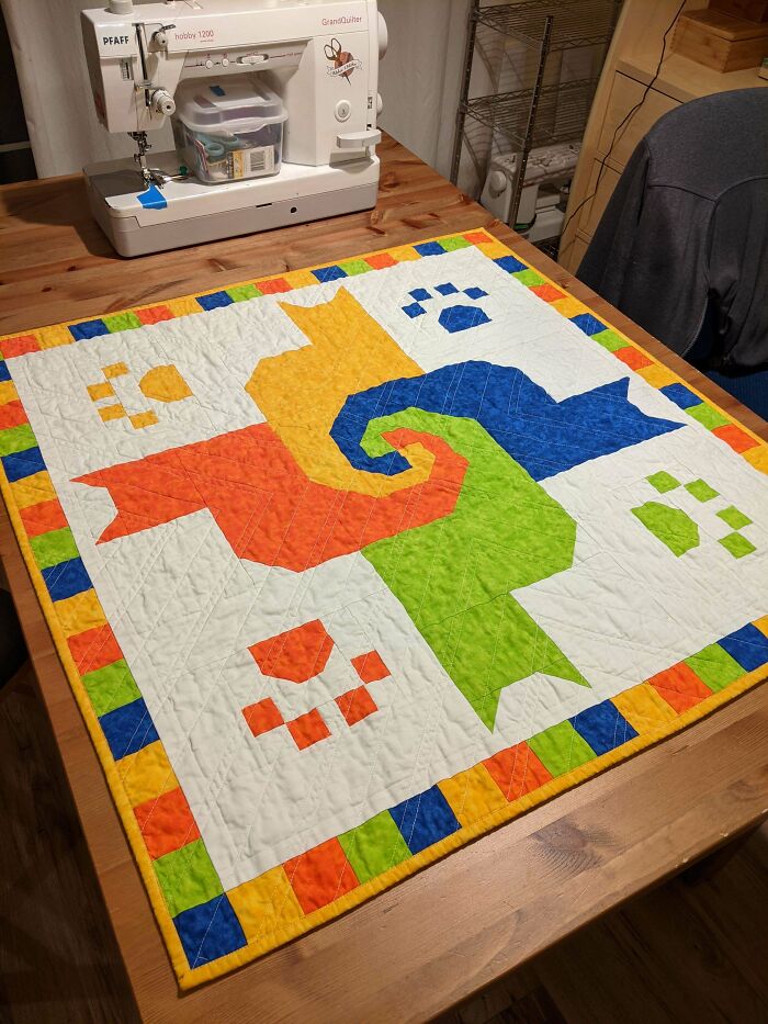 My Mom Passed Away Last Monday. I've Been Working On This Quilt While Mourning Her. I Didn't Make The Connection To The Fact That She Had 4 Cats In Her Lifetime. So This Is Her Memorial Quilt Now And Will Hang Over My Fireplace