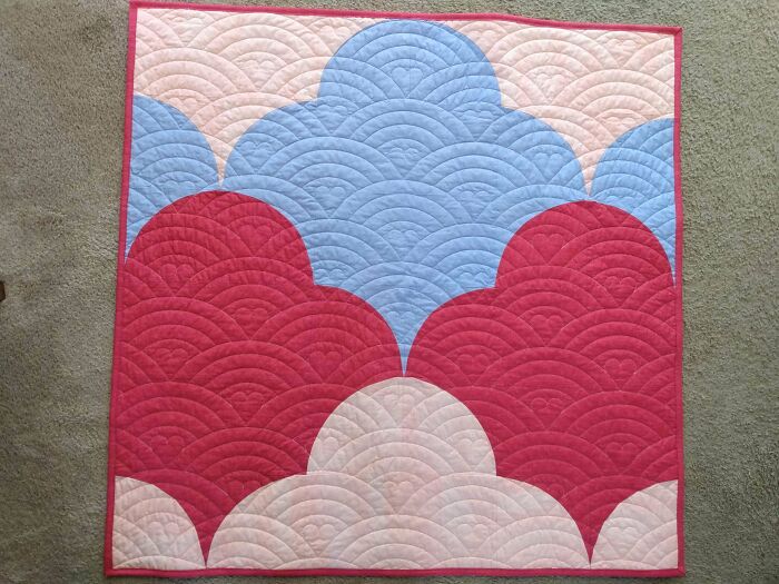 I Was Practicing My Curve Piecing With This Pattern And It Inadvertantly Turned Into A Valentine's Quilt! I Decided To Embrace It And Quilted It With The Hearts! I Kind Of Love It Now!