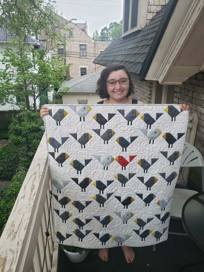 I Finished This Sweet Bird Quilt! It Came Out Smaller Than I Thought, But So Sweet!