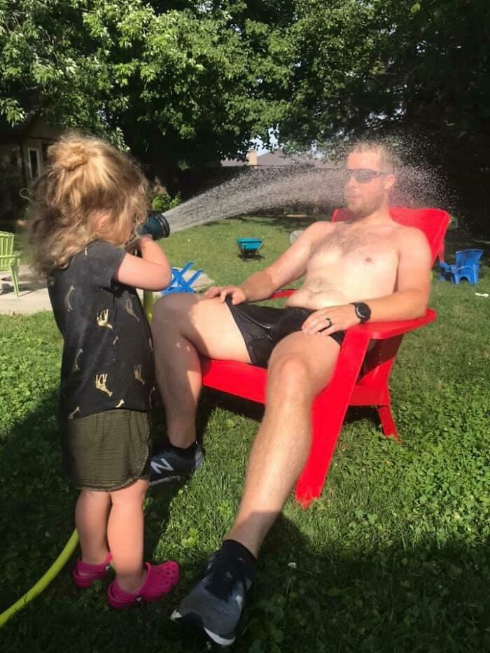 My Daughter’s Favourite Way To Cool Me Off After A Long Run On A Hot Day