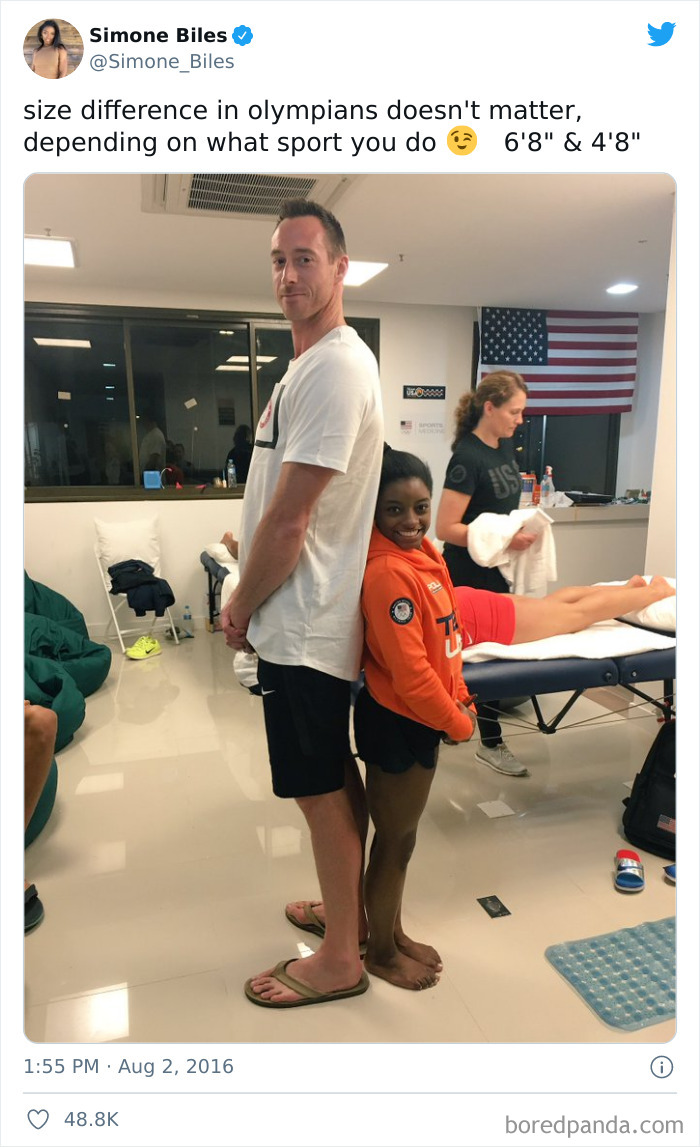Size Difference Between Simone Biles And A US Volleyball Player David Lee