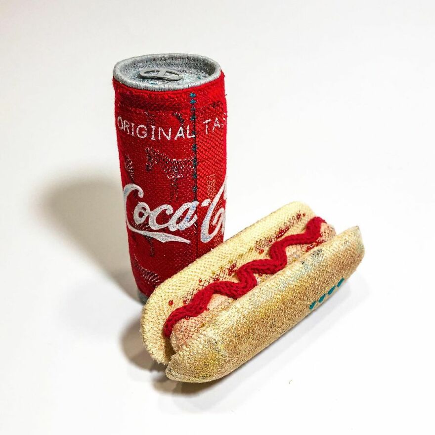 Artist Makes Detailed Embroidered Felt Food Sculptures