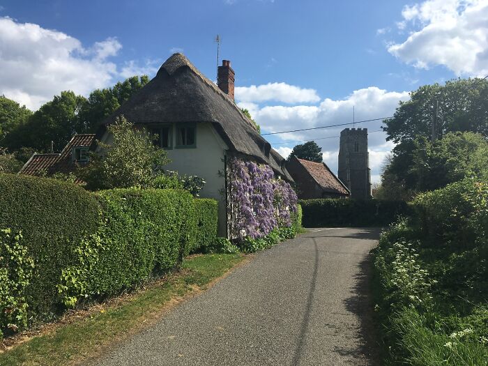 Love A Bit Of Wisteria. Taken From This Angle To Get The Church In Too. Suffolk, UK