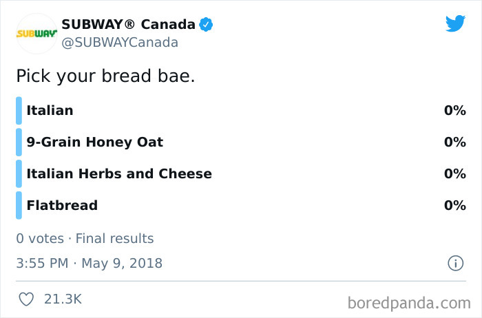 Not One Soul Voted On Subway’s Twitter Poll