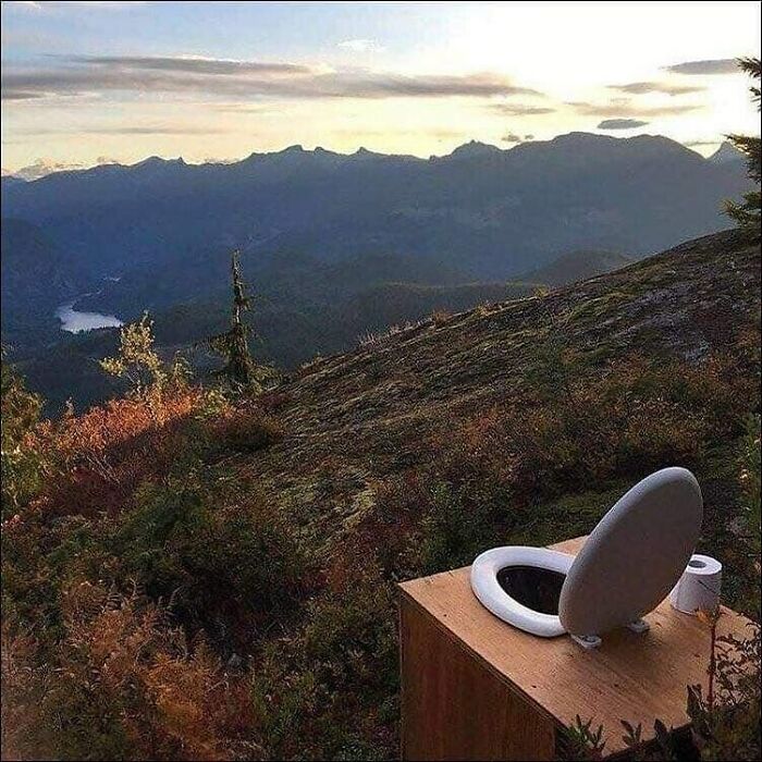 Oh To Be Shitting On A Toilet As The Sun Rises Over A Peaceful Alpine Meadow With No Sign Of Civilization In Sight