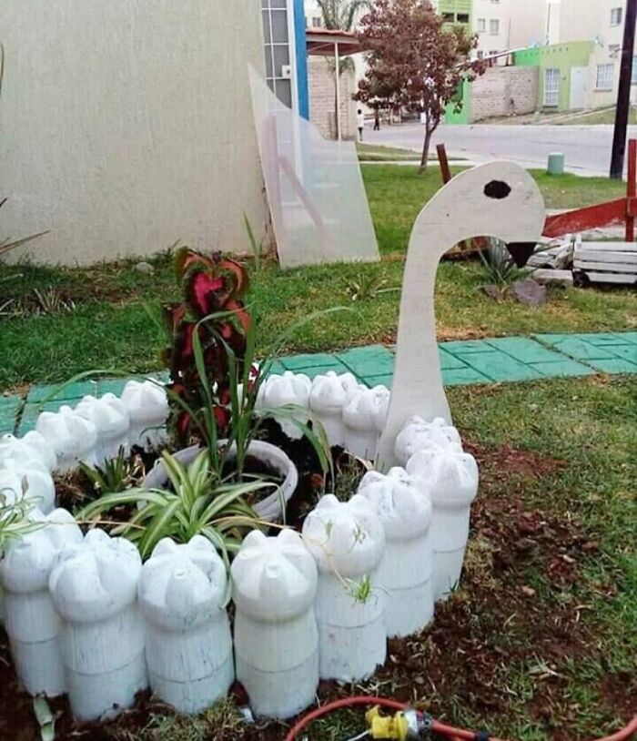 Single Use Plastic: No Good. Using It Again To Make A Goose Planting Bed: Genius