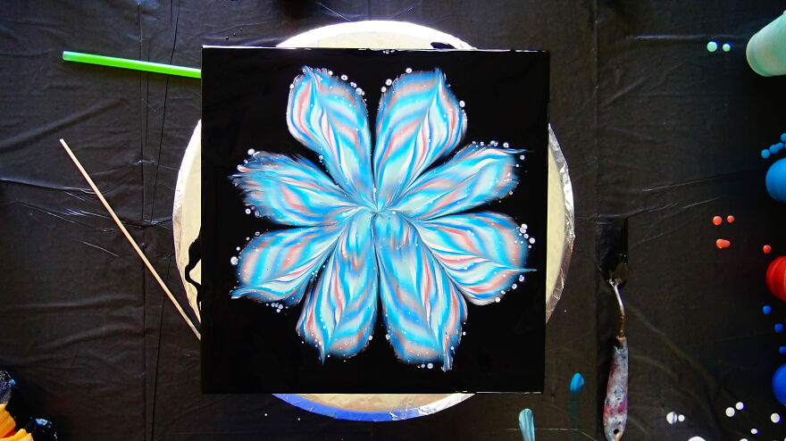 Acrylic Pouring Reverse Flower Dip Over Two Glasses ~ Fluid Painting ~ Step By Step Tutorial