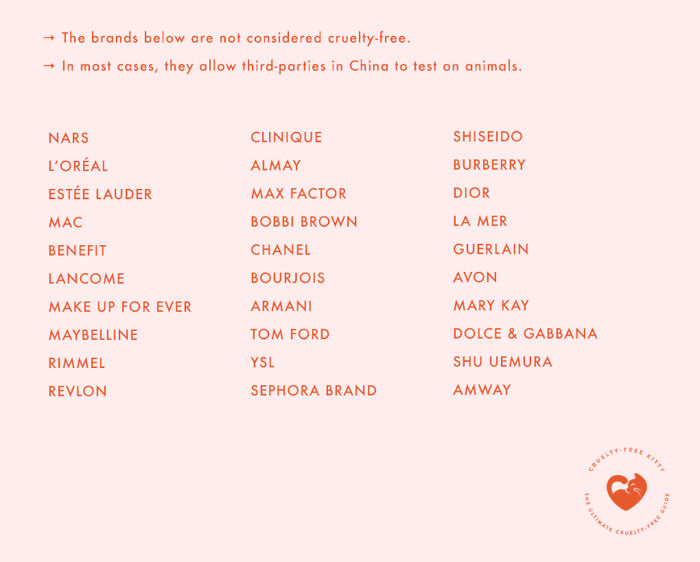 Here Are Some Very Popular Makeup Brands That Are Not Cruelty Free: