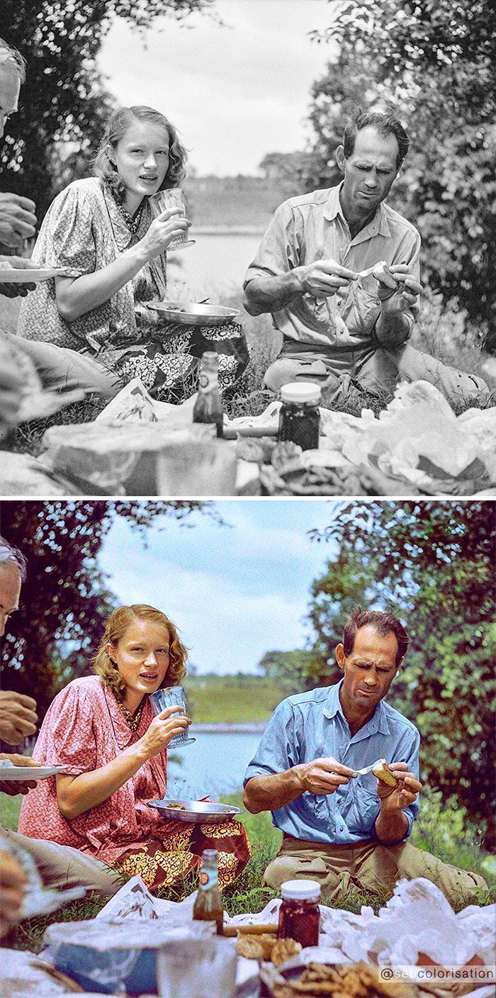 Family Picnic Along The Cane River Near Natchitoches, Louisiana, By Marion Post Wolcott, 4th July 1940