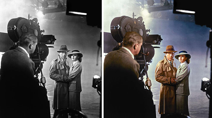 Bergman, Humphrey Bogart y Michael Curtis en el plató de "Casablanca" 1939