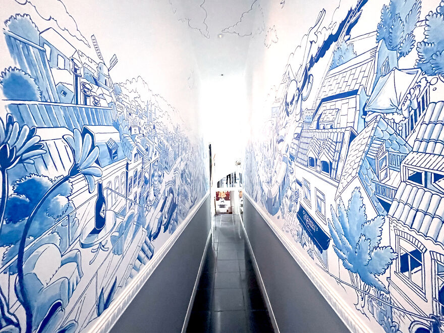 I Painted A Beautiful Mural Inspired By Amsterdam And Delft Blue Style