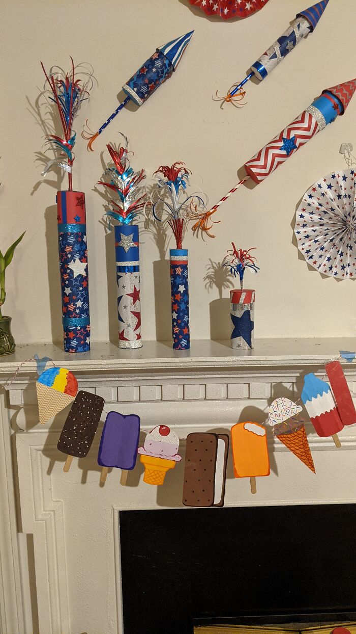 My July 4th Fireworks Decorations And Ice Cream Treats Bunting