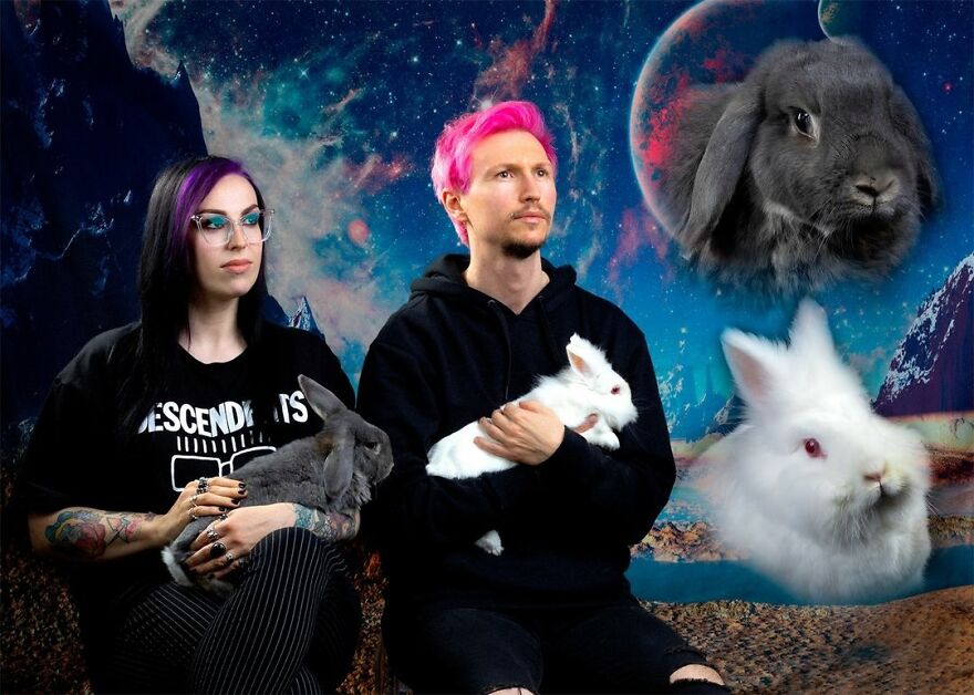 Weird Pet Portraits Of Rabbits In Outer Space 