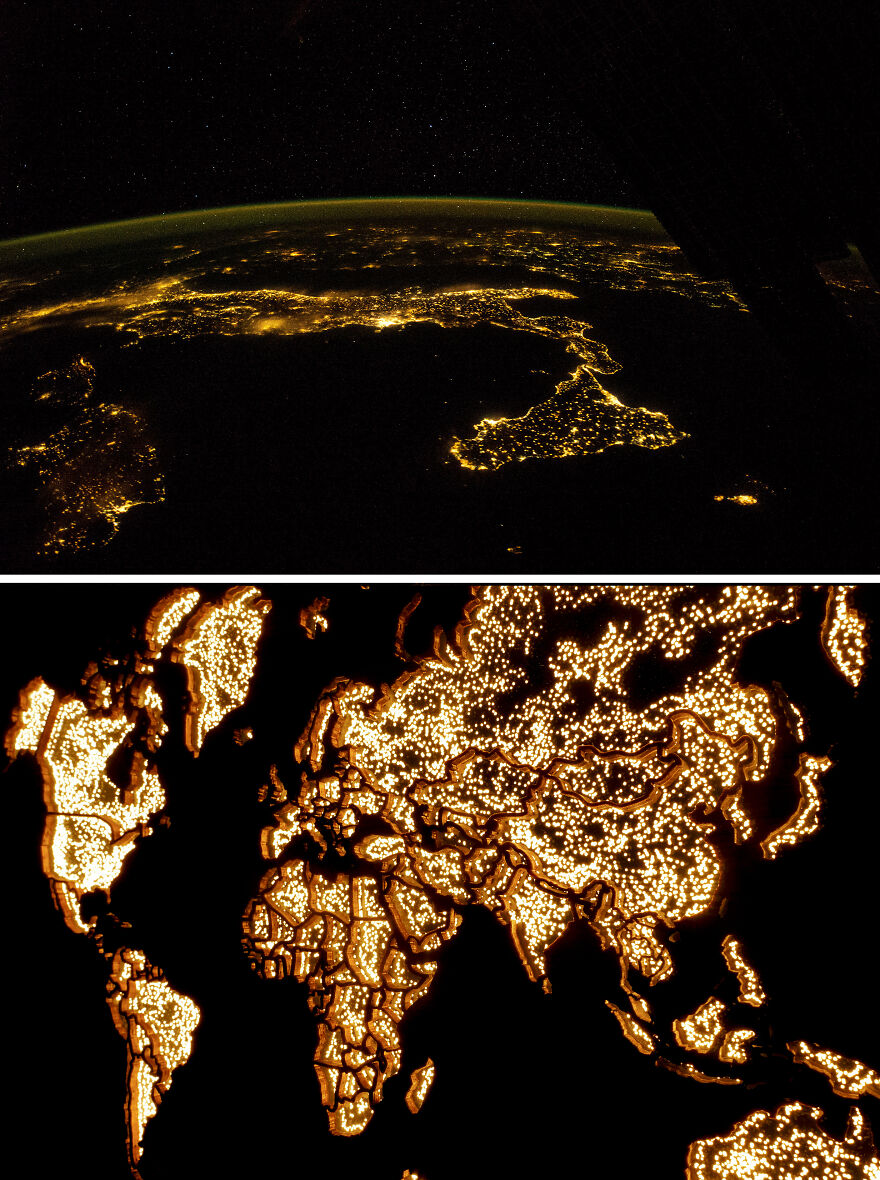 We Want To Bring Home The View Of Earth At Night From Space So We Created This