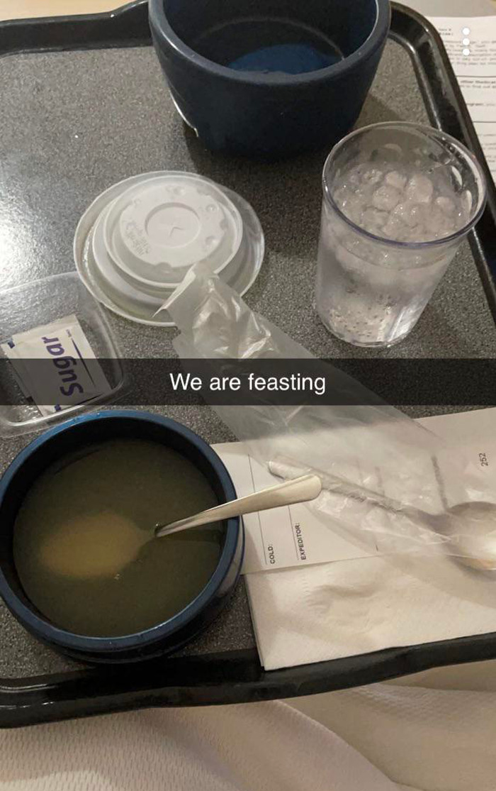 Girlfriend's Clear Liquid Only "Meal" At The Hospital