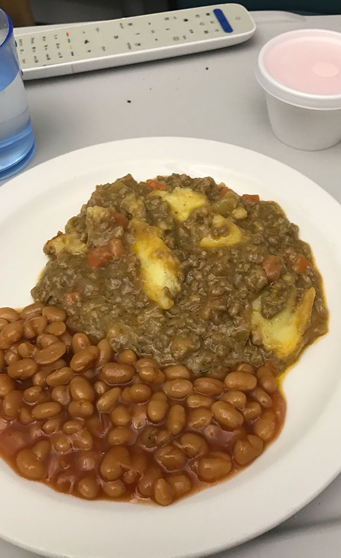 NHS Hospital Food, Cottage Pie And Beans