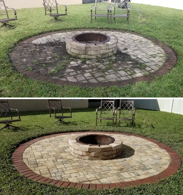 Fire Pit Power Wash - Before And After