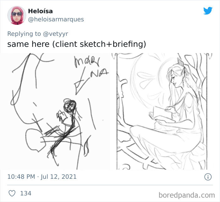 Artists Share What Sketches They Got From Their Clients Vs. What They Delivered And People Love Seeing The Comparison