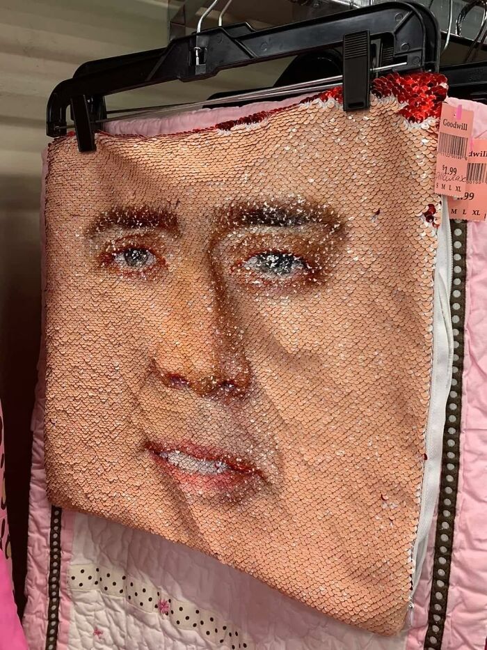 Sequin Nicolas Cage Pillow Case