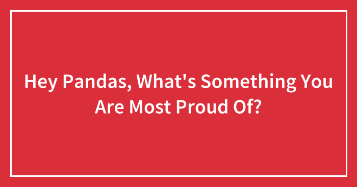 Hey Pandas, What’s Something You Are Most Proud Of? (Closed)