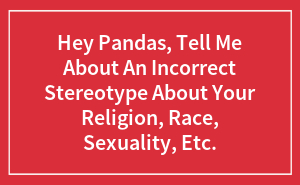 Hey Pandas, Tell Me About An Incorrect Stereotype About Your Religion, Race, Sexuality, Etc.