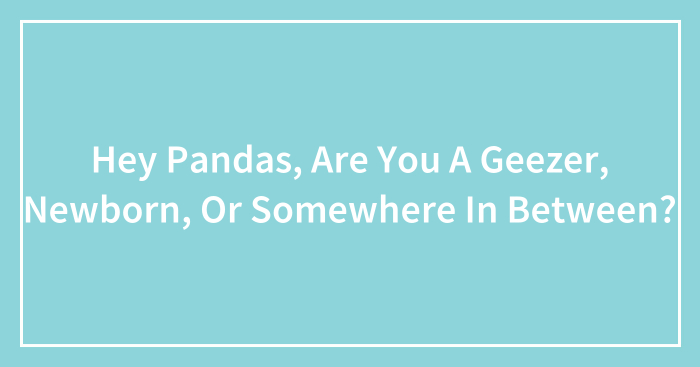 Hey Pandas, Are You A Geezer, Newborn, Or Somewhere In Between? (Closed)