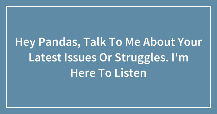 Hey Pandas, Talk To Me About Your Latest Issues Or Struggles. I’m Here To Listen (Closed)