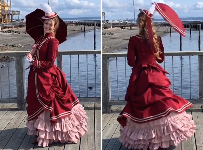 I Made A Victorian Walking Dress With A Matching Hat And Parasol For A Festival In A Nearby Port Town (B6400, TV1884 Wash Overskirt, Self Drafted)