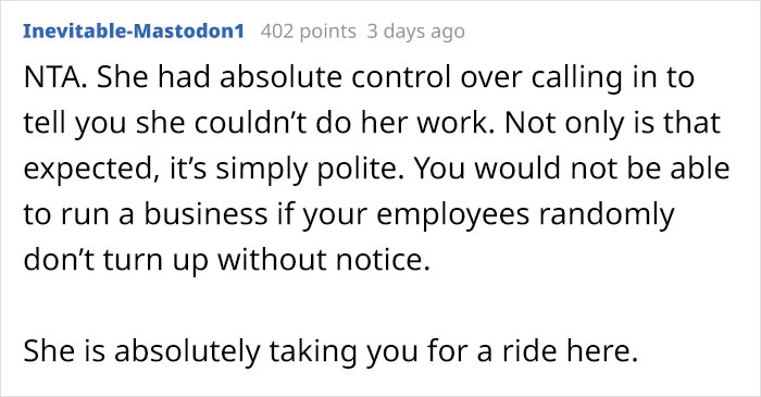Recently Promoted Employee Takes A Day-Off Without Telling Anyone, Boss Makes Her Choose Between Demotion Or Termination